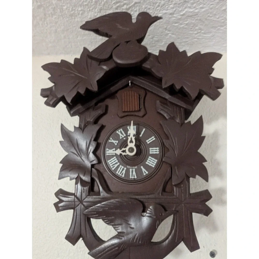 Vintage Mid Century Cuckoo Clock West Germany Traditional Style Dark Wood Time